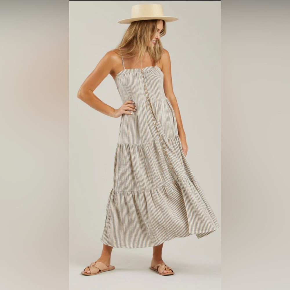 Rylee + Cru Mama Medium Tiered Maxi Dress - Nautical Stripe